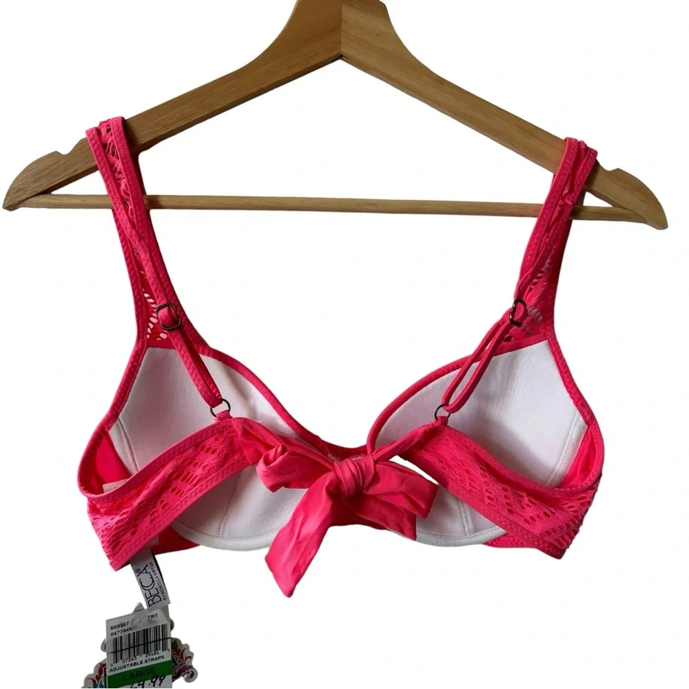 BECCA Crochet 2 Piece Top Bottom Bikini Set Coral Size Large